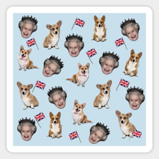 Queen Elizabeth and Corgis Magnet